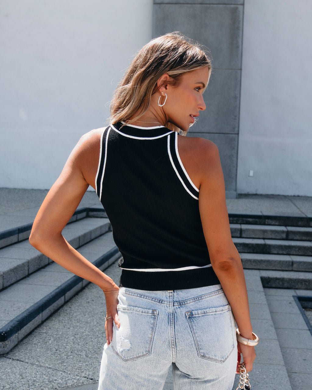 Black Contrast Striped Tank Top - Magnolia Boutique