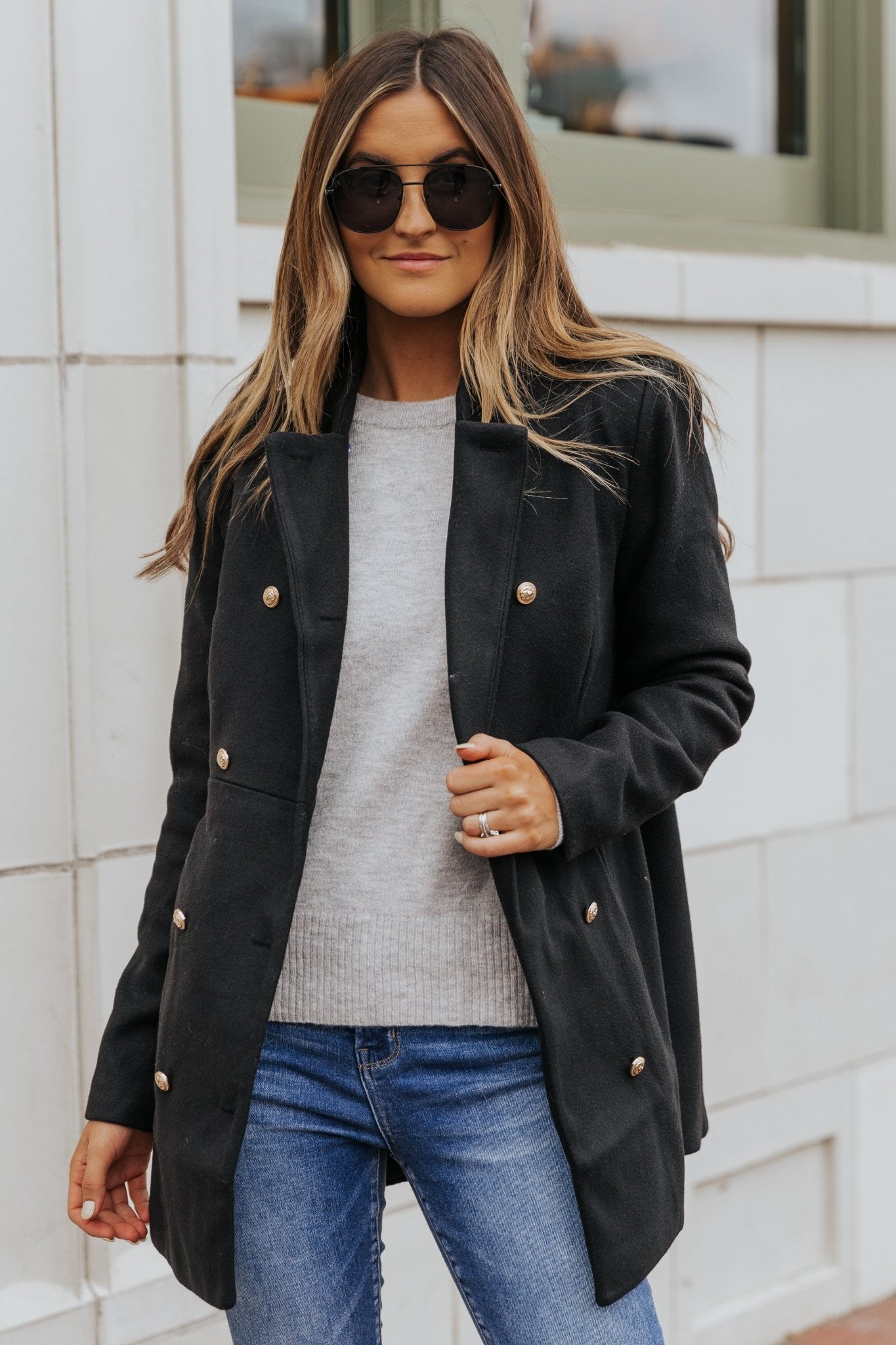 Black Double Breasted Peacoat - Magnolia Boutique