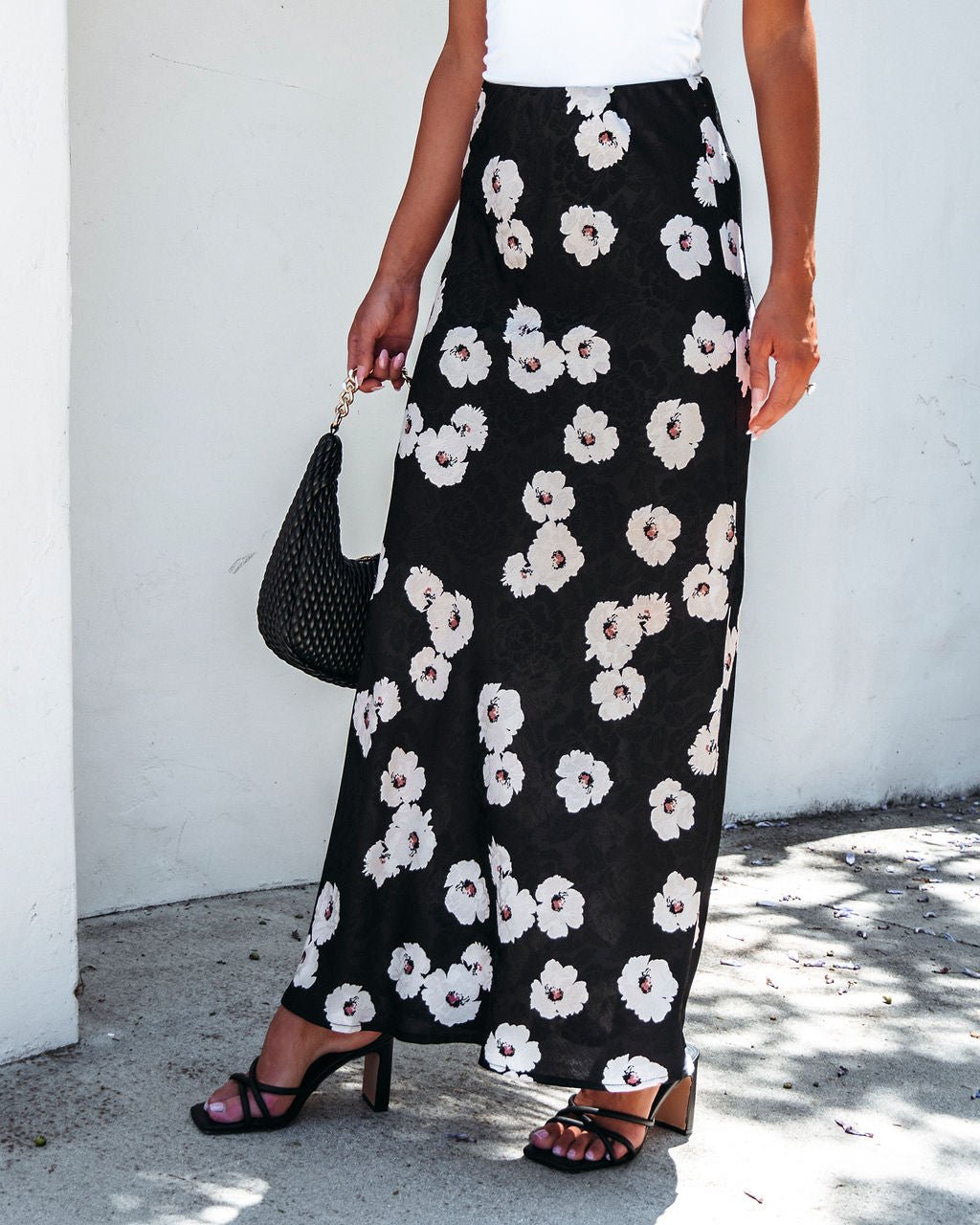 Black Floral Print Maxi Skirt FINAL SALE