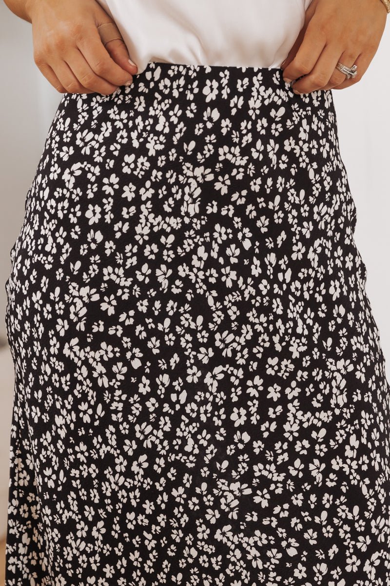 Black Floral Print Midi Skirt - Magnolia Boutique