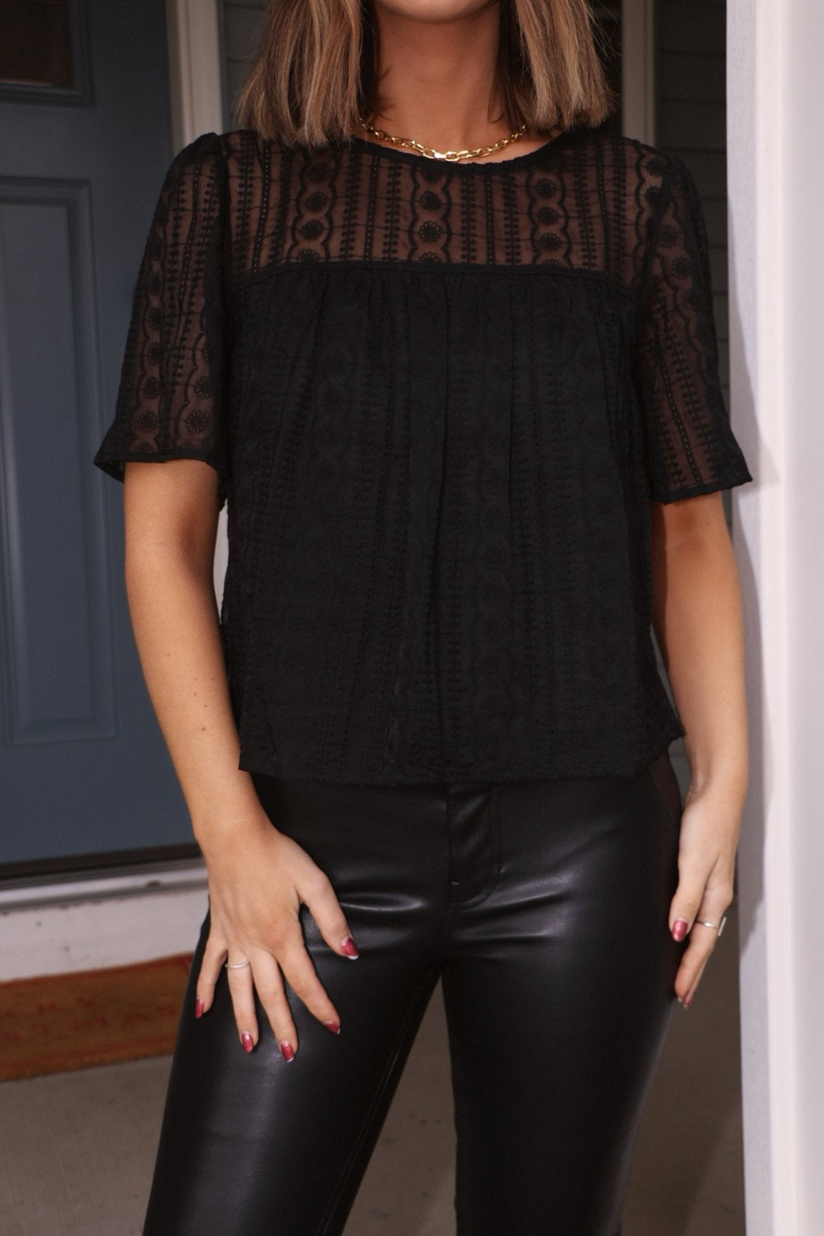 Black Lace Flutter Sleeve Top | Pre Order - Magnolia Boutique