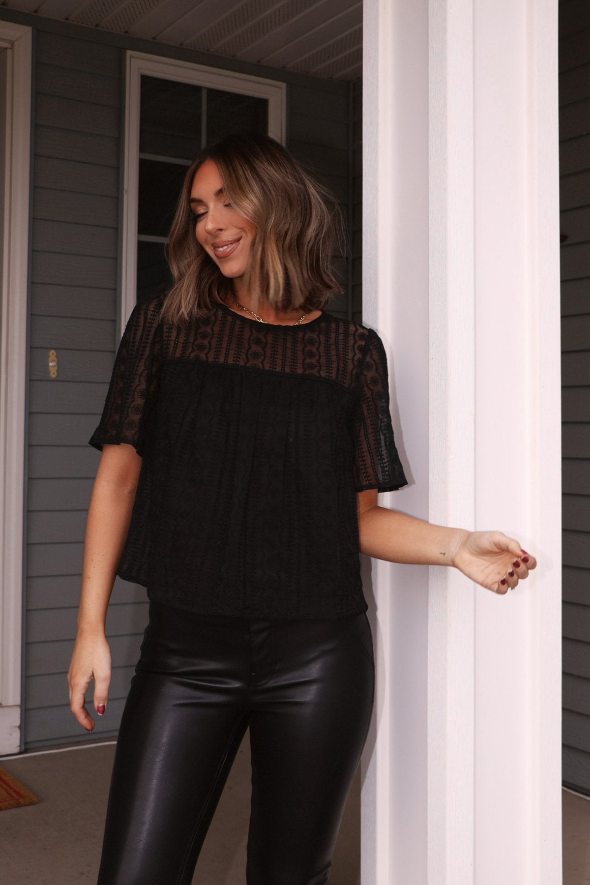 Black Lace Flutter Sleeve Top | Pre Order - Magnolia Boutique