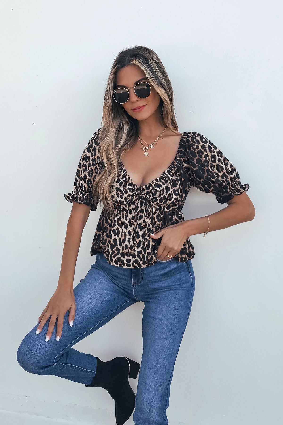 Black Leopard Print Babydoll Top - Magnolia Boutique