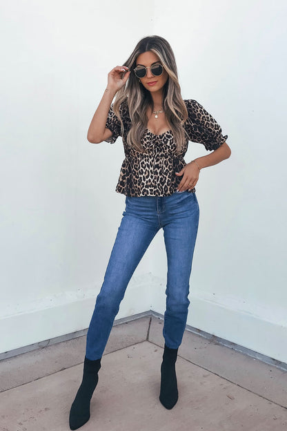 Black Leopard Print Babydoll Top - Magnolia Boutique