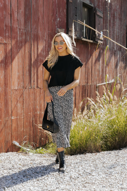 Black Leopard Print Midi Skirt - Magnolia Boutique