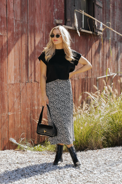 Black Leopard Print Midi Skirt - Magnolia Boutique