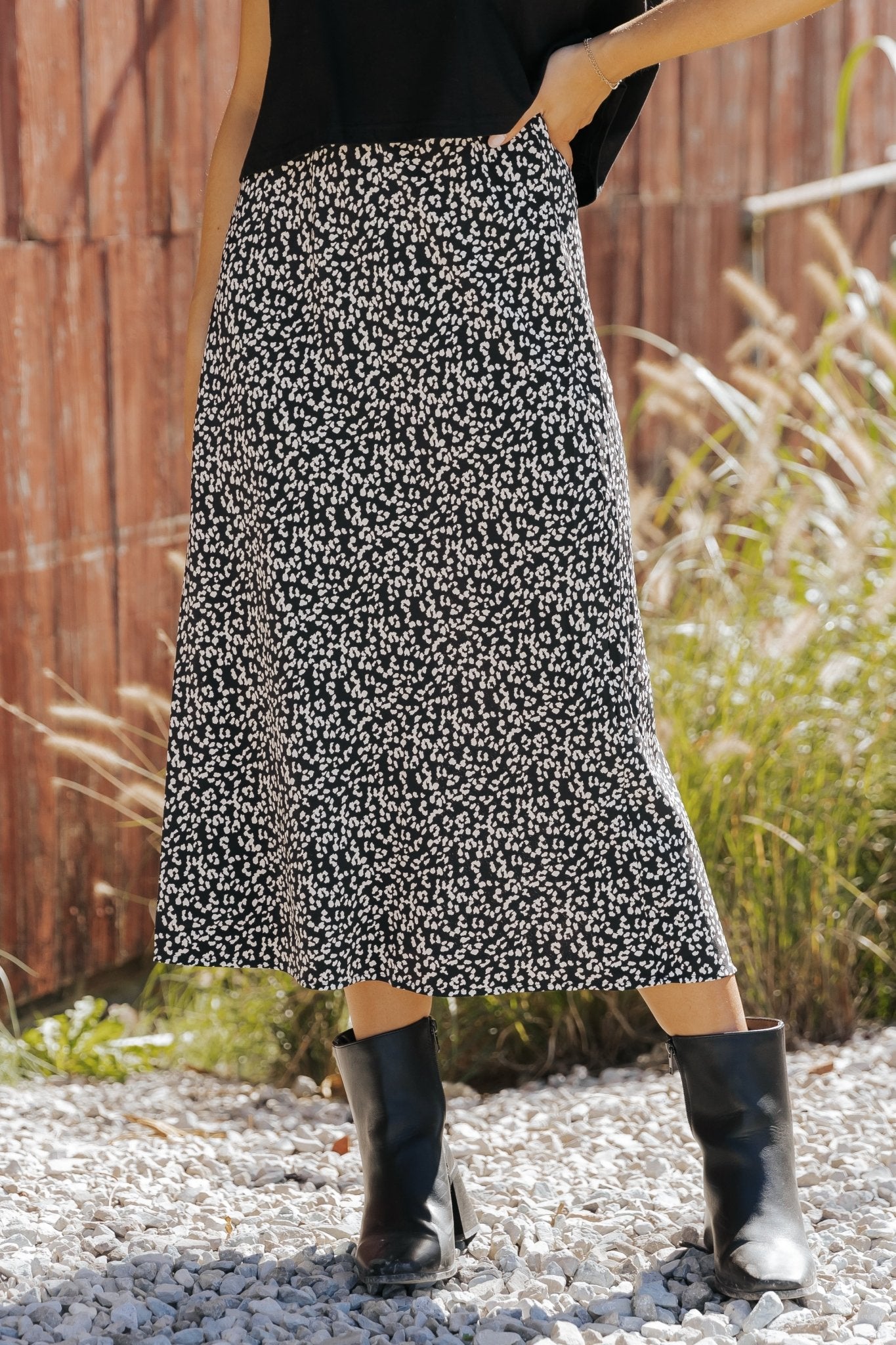 Black Leopard Print Midi Skirt - Magnolia Boutique