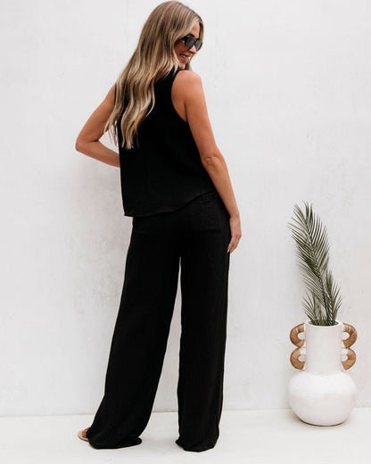 Black Linen Wide Leg Pants | Pre Order - Magnolia Boutique