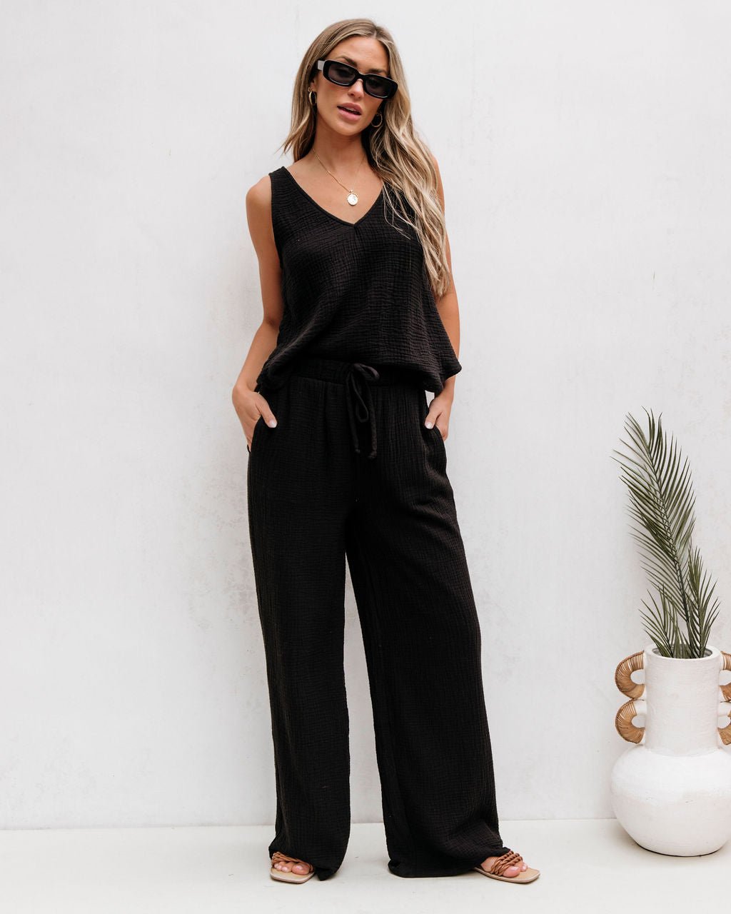 Black Linen Wide Leg Pants - FINAL SALE – Magnolia Boutique