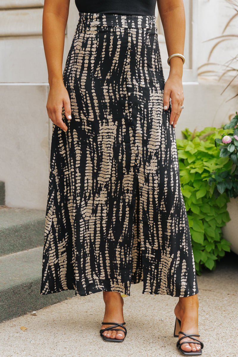 Black Multi Print Midi Skirt - Magnolia Boutique