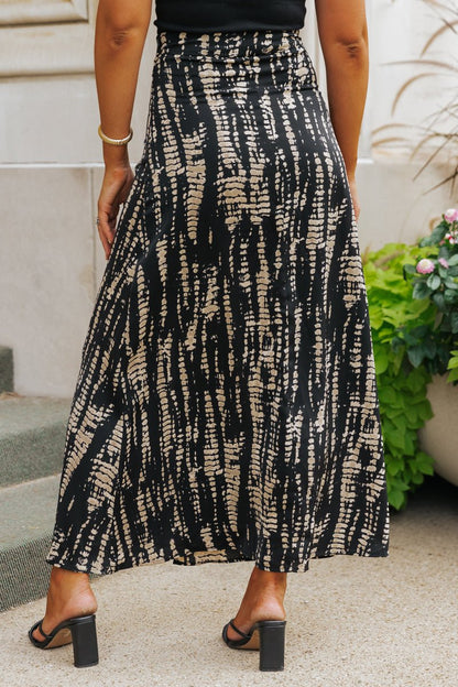 Black Multi Print Midi Skirt - Magnolia Boutique