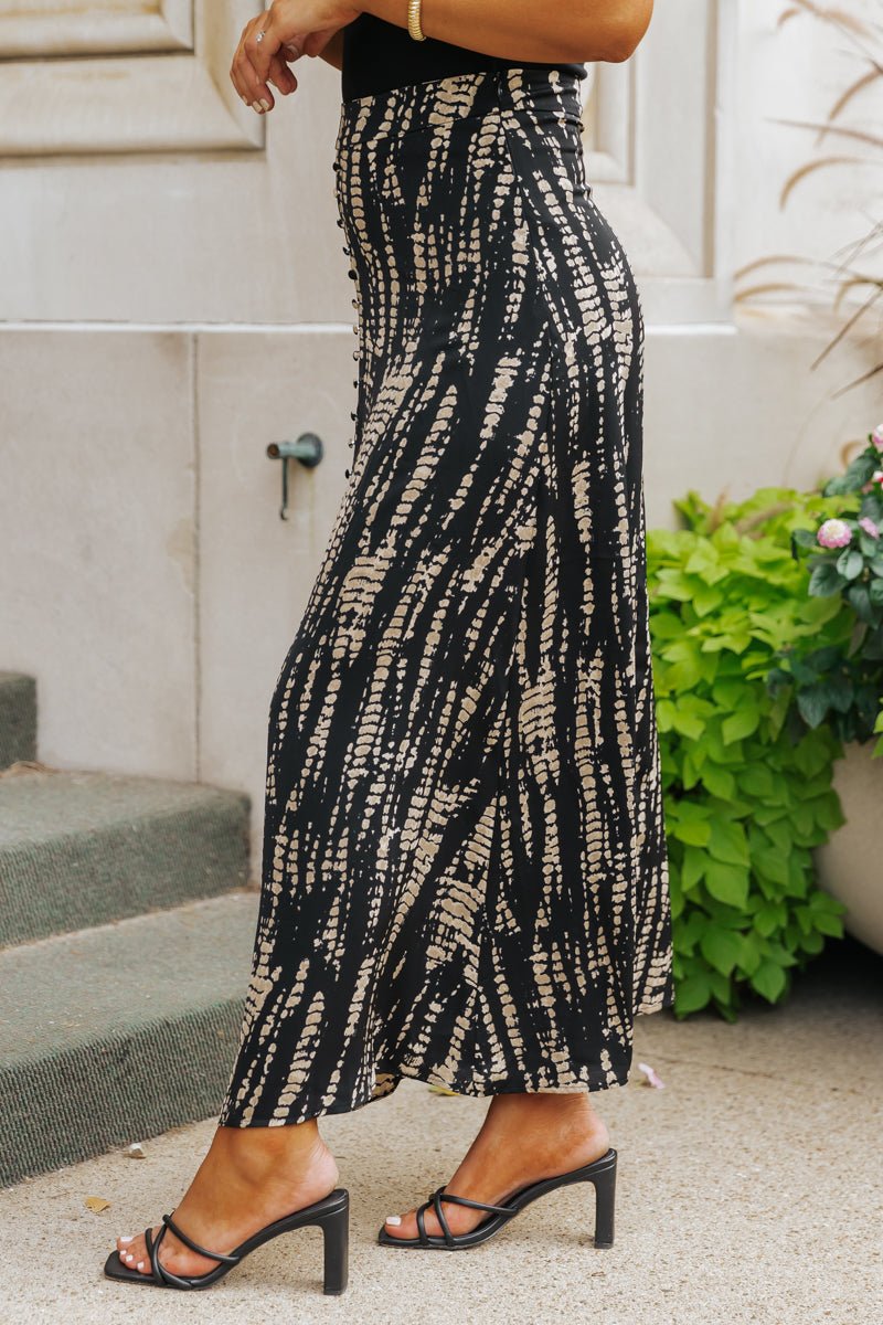 Black Multi Print Midi Skirt - Magnolia Boutique