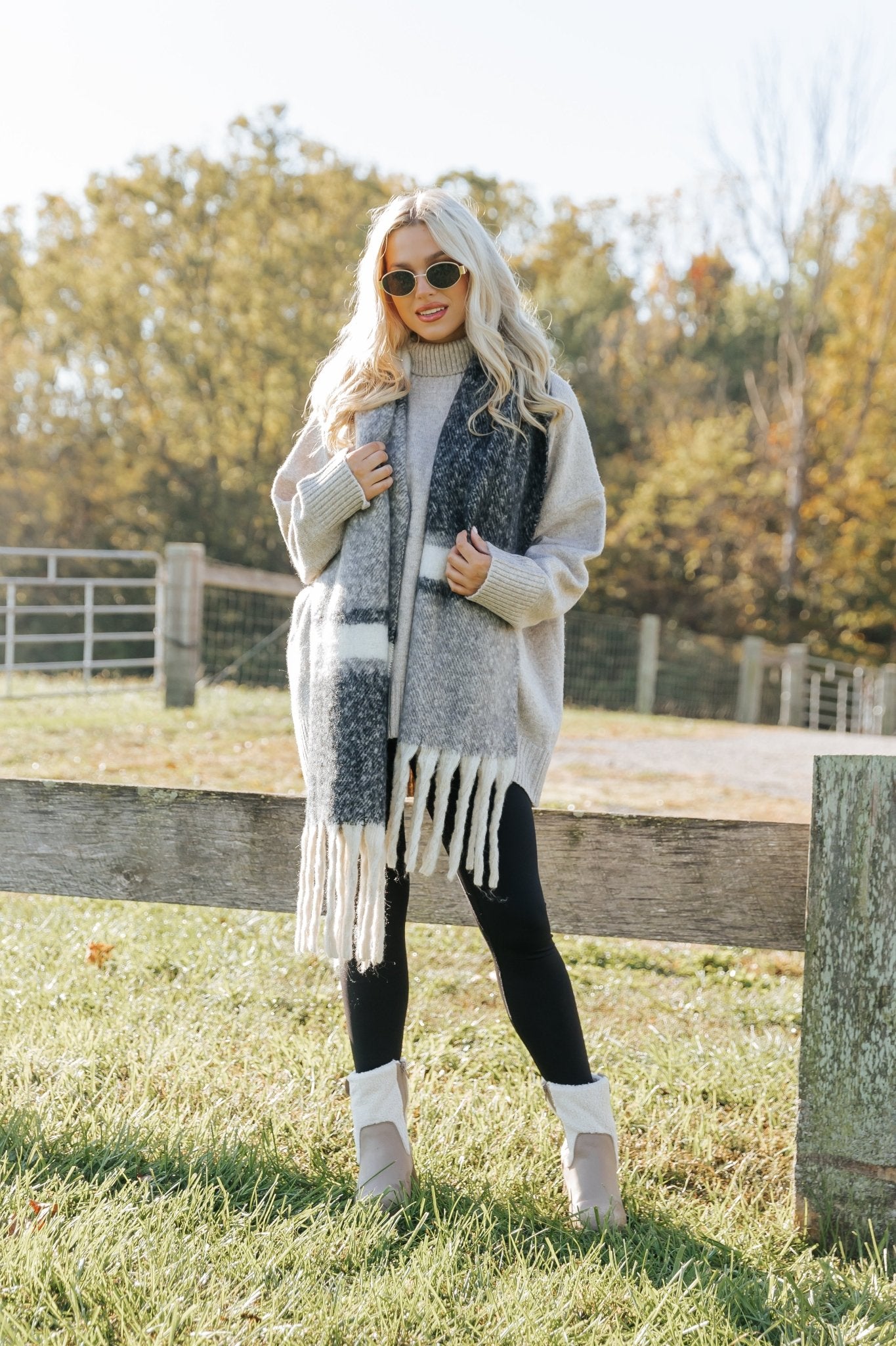 Black Multi Stripe Fringe Scarf - Magnolia Boutique