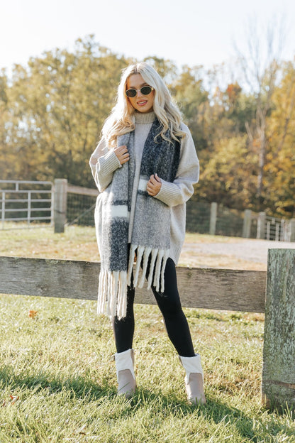 Black Multi Stripe Fringe Scarf - Magnolia Boutique