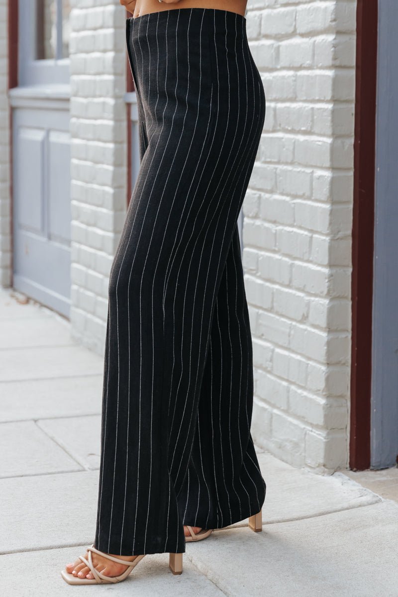 Fashion black pinstripe pants