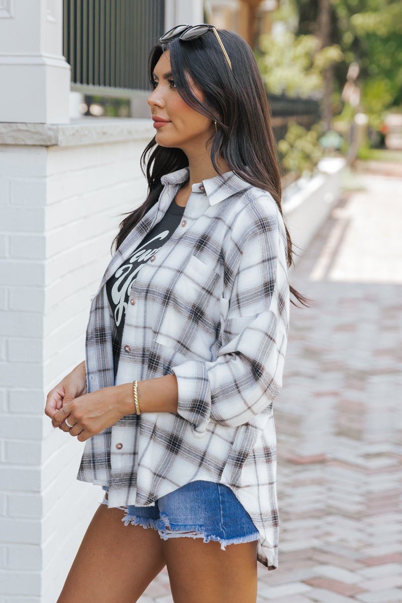 Black Plaid Button Down Shirt - Magnolia Boutique