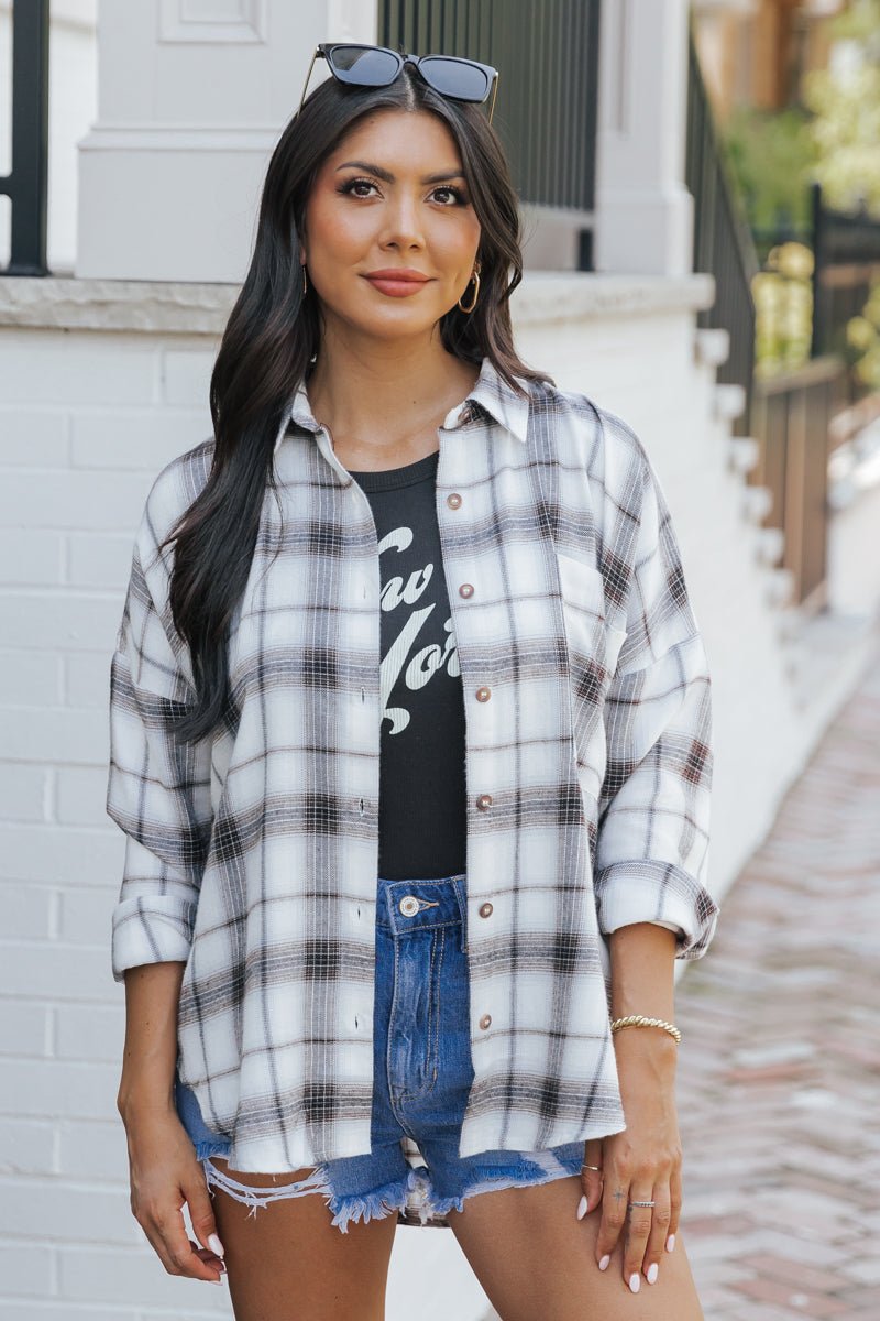 Black Plaid Button Down Shirt - Magnolia Boutique