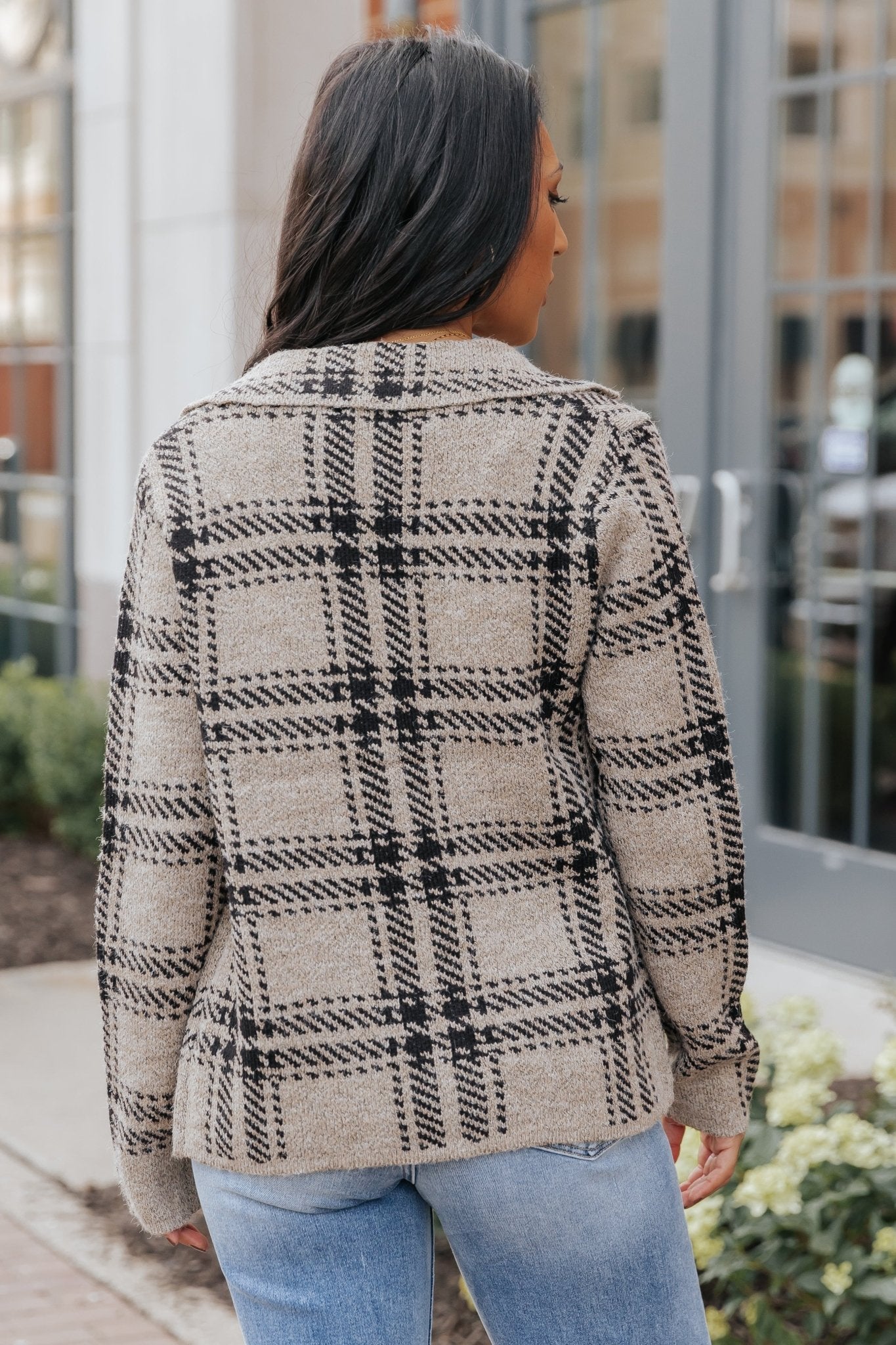 Black Plaid Button Up Sweater Jacket - Magnolia Boutique