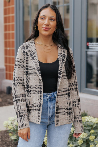 Black Plaid Button Up Sweater Jacket - Magnolia Boutique