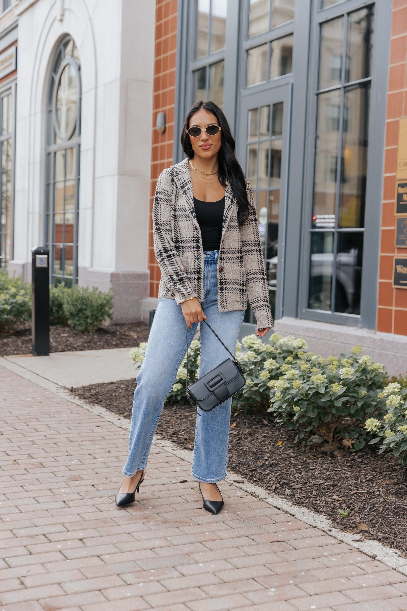 Black Plaid Button Up Sweater Jacket - Magnolia Boutique