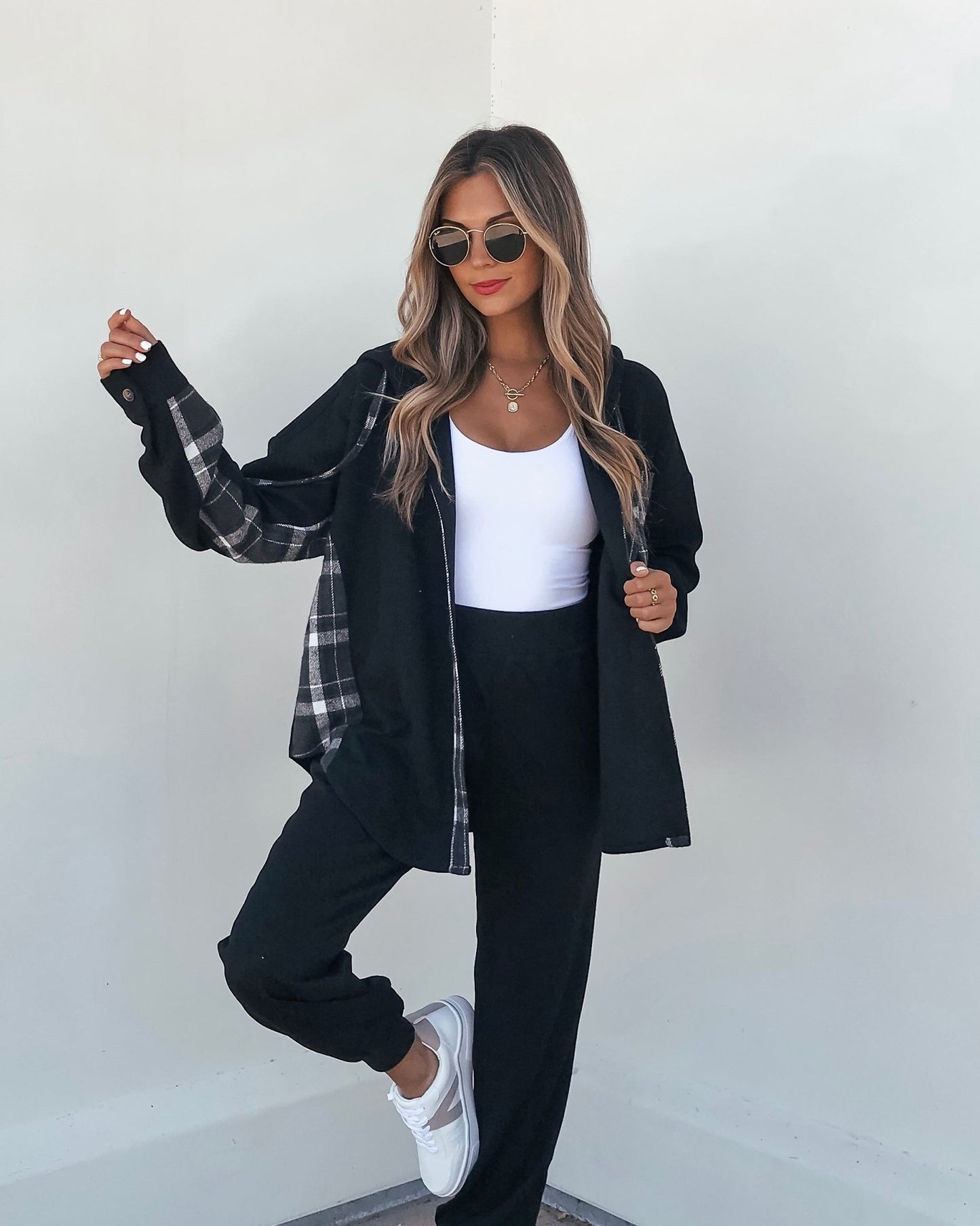 Black Plaid Flannel Hooded Shacket - Magnolia Boutique