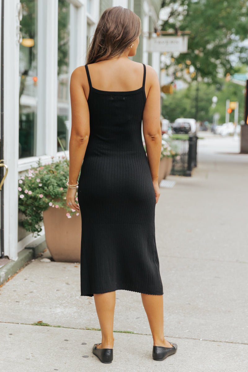 Black Ribbed Midi Tank Dress - Magnolia Boutique