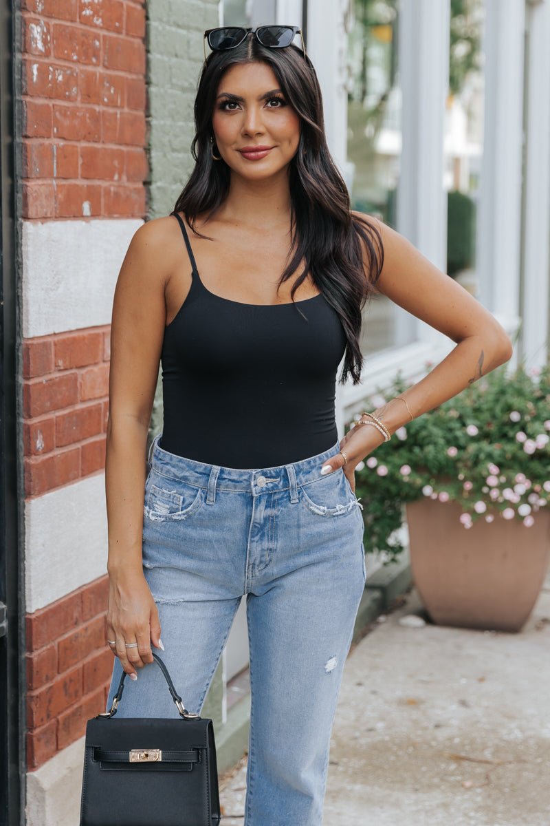 Black Seamless Double Layer Bodysuit - Magnolia Boutique