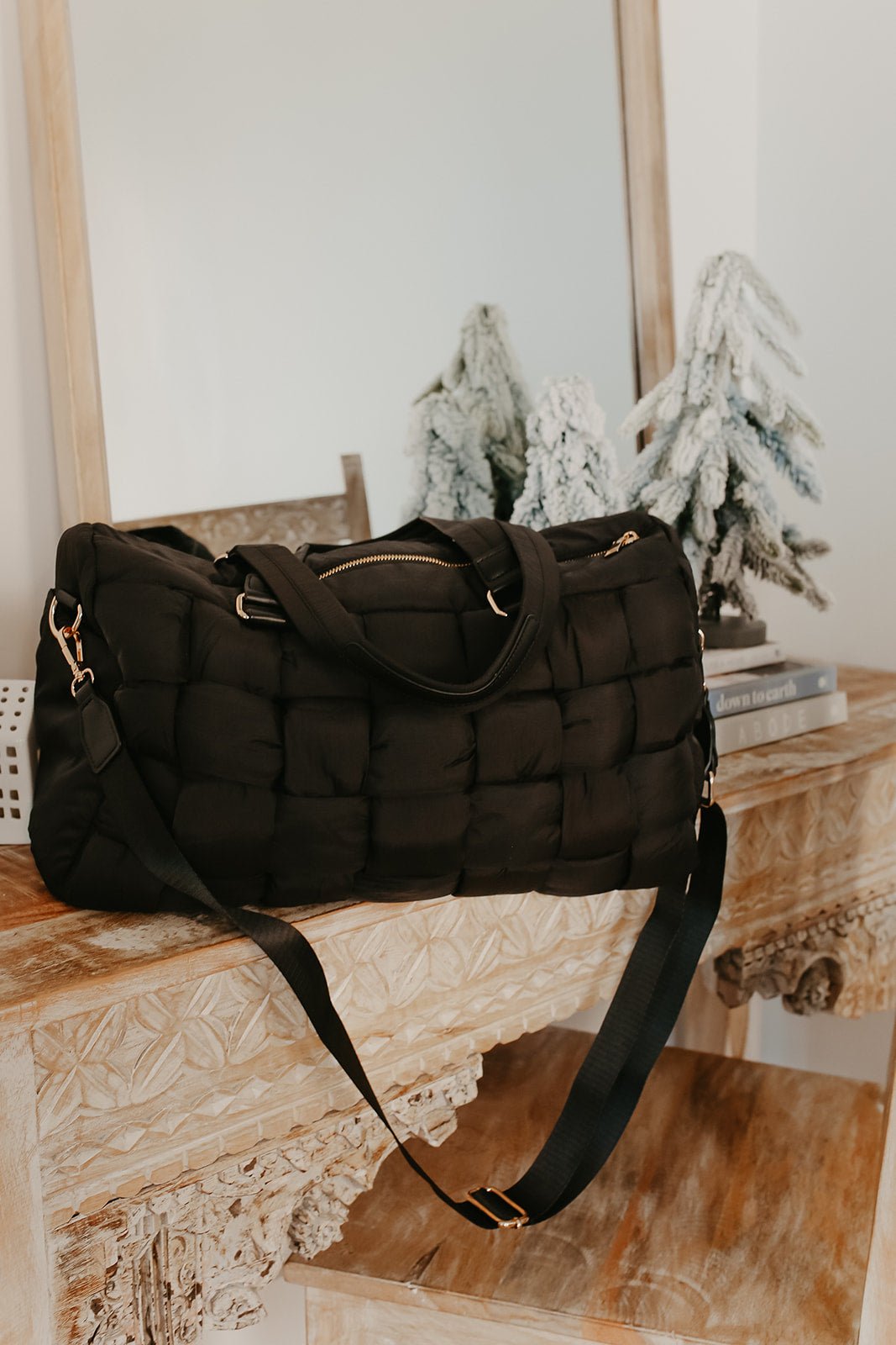 Black Serena Faux Leather Duffel Bag - Magnolia Boutique