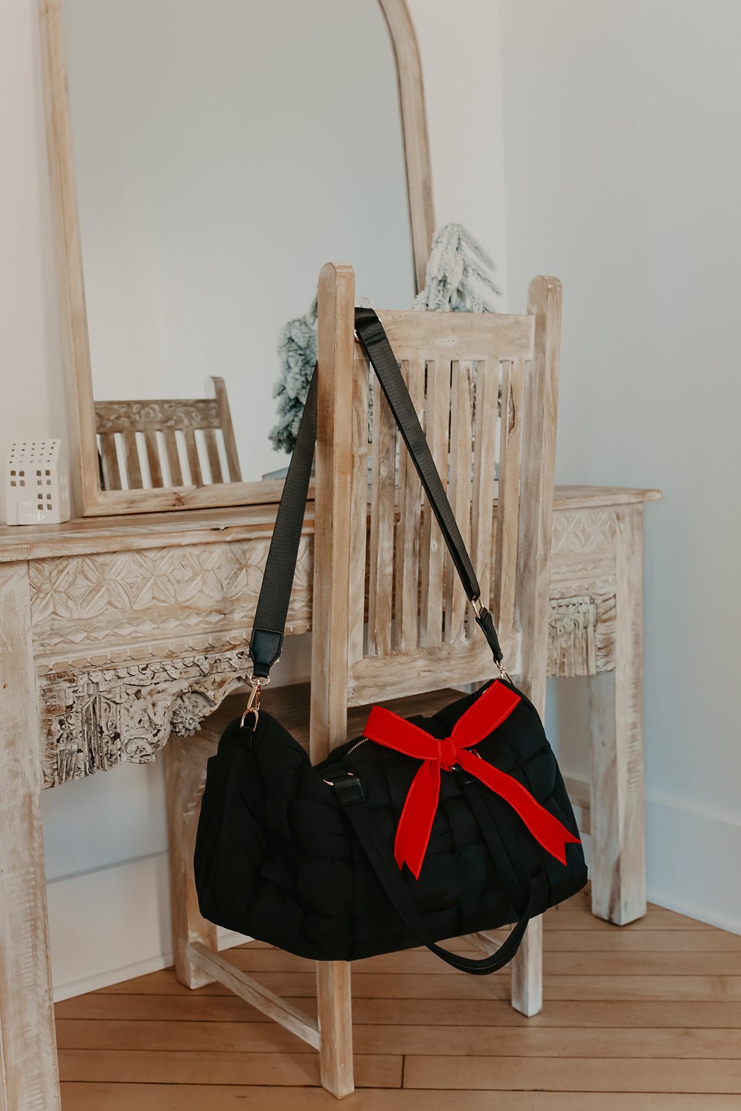 Black Serena Faux Leather Duffel Bag - Magnolia Boutique