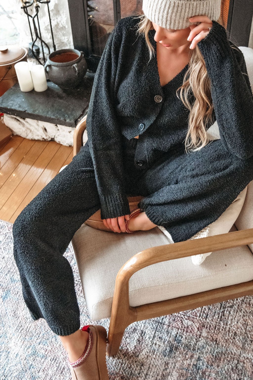 Black Sherpa Lounge Set - Magnolia Boutique