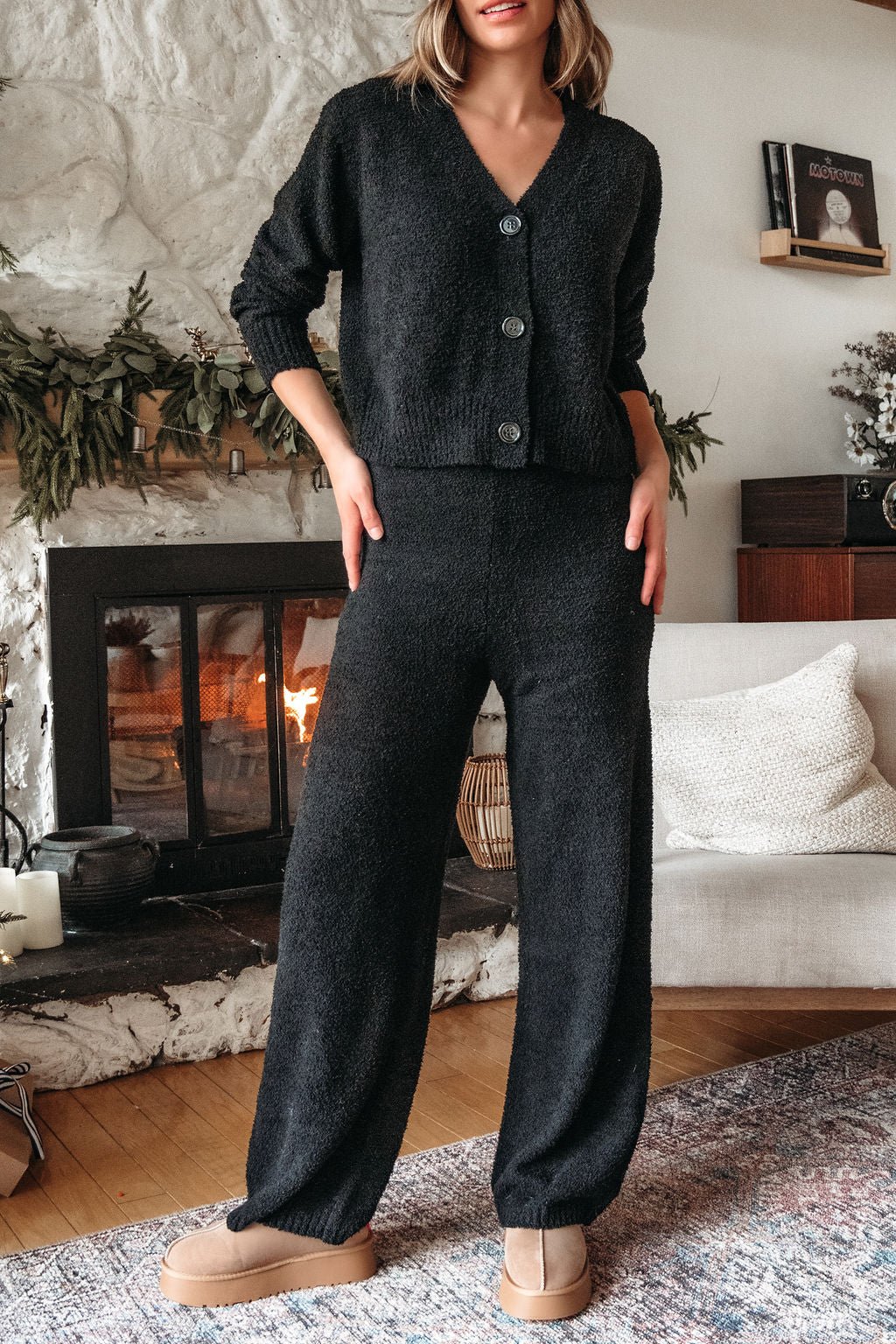 Black Sherpa Lounge Set - Magnolia Boutique