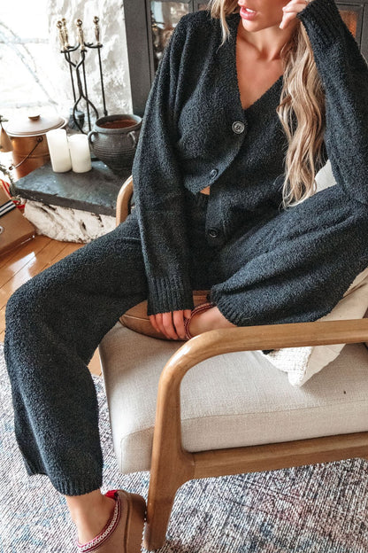 Black Sherpa Lounge Set - Magnolia Boutique