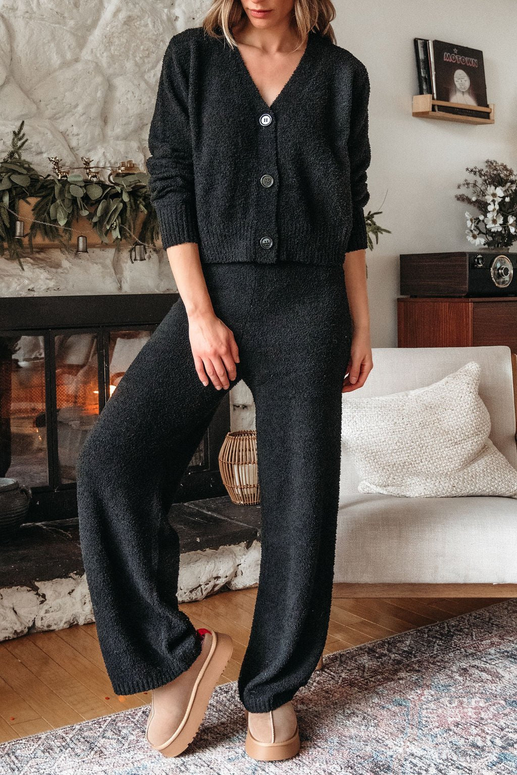 Black Sherpa Lounge Set - Magnolia Boutique