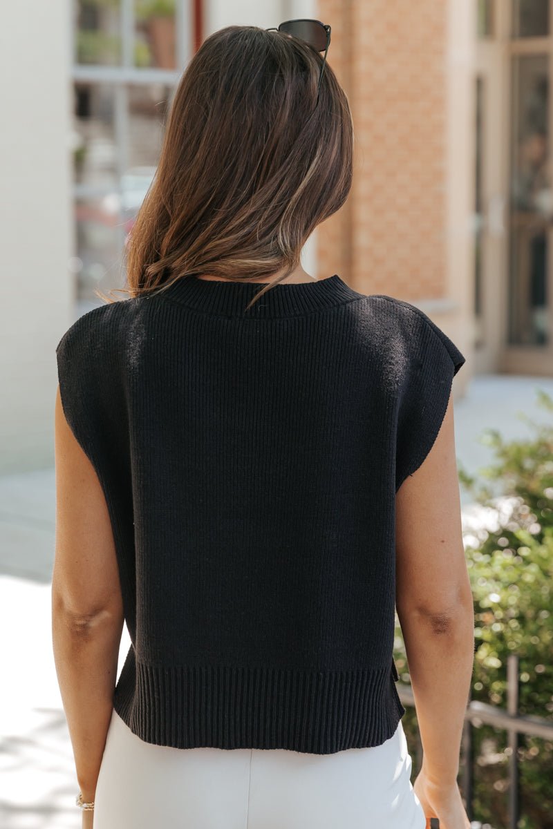 Black Sleeveless Ribbed Sweater - Magnolia Boutique
