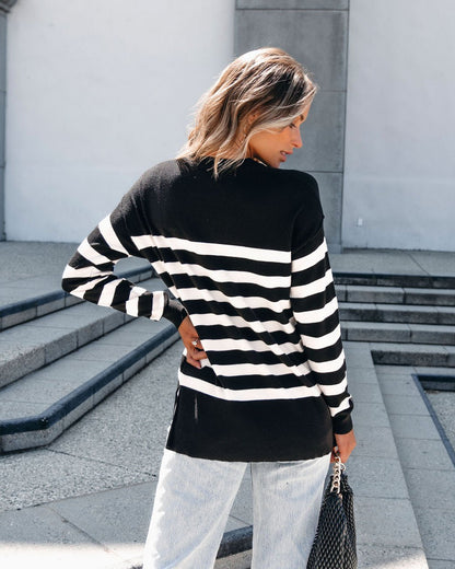 Black Striped Long Sleeve Sweater - Magnolia Boutique