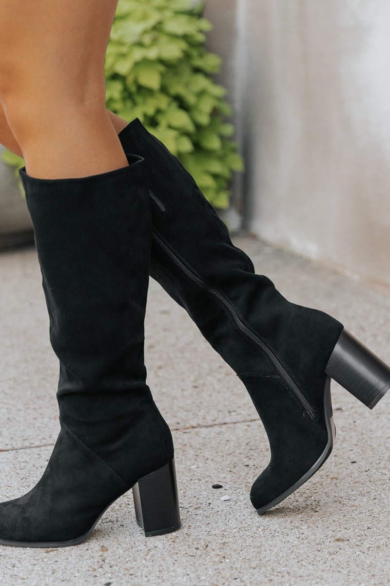 Black Suede Knee High Boots - Magnolia Boutique