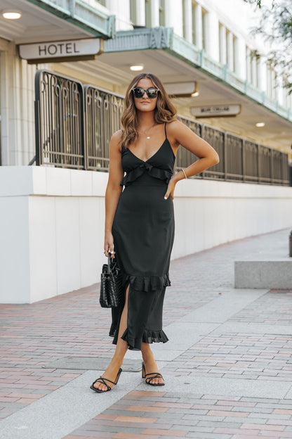 Black Sweetheart Ruffled Maxi Dress - Magnolia Boutique