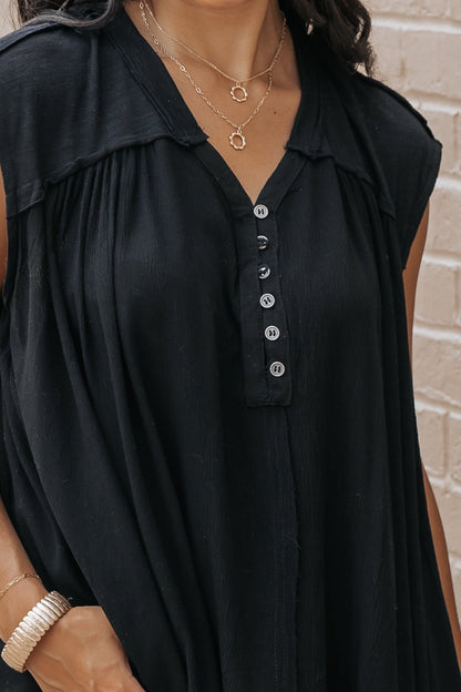 Black V Neck Asymmetrical Top - Magnolia Boutique