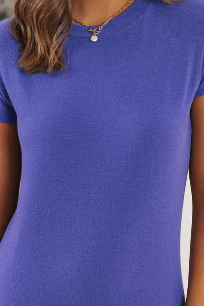 Blue Crepe Mini T-Shirt Dress - Magnolia Boutique