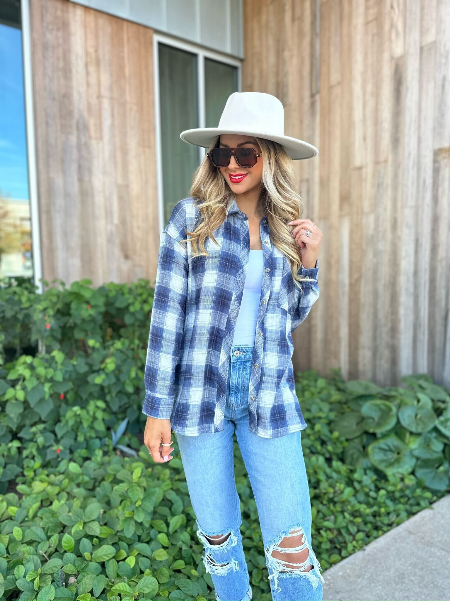 Blue Plaid Flannel Shirt | Pre Order - Magnolia Boutique