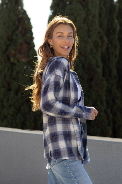 Blue Plaid Flannel Shirt | Pre Order - Magnolia Boutique