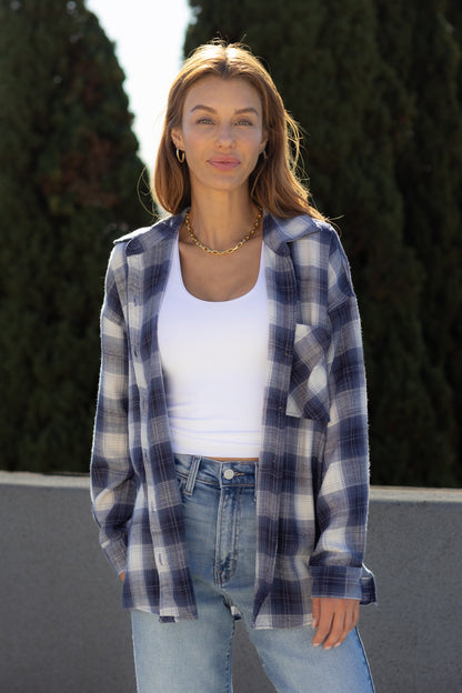 Blue Plaid Flannel Shirt | Pre Order - Magnolia Boutique