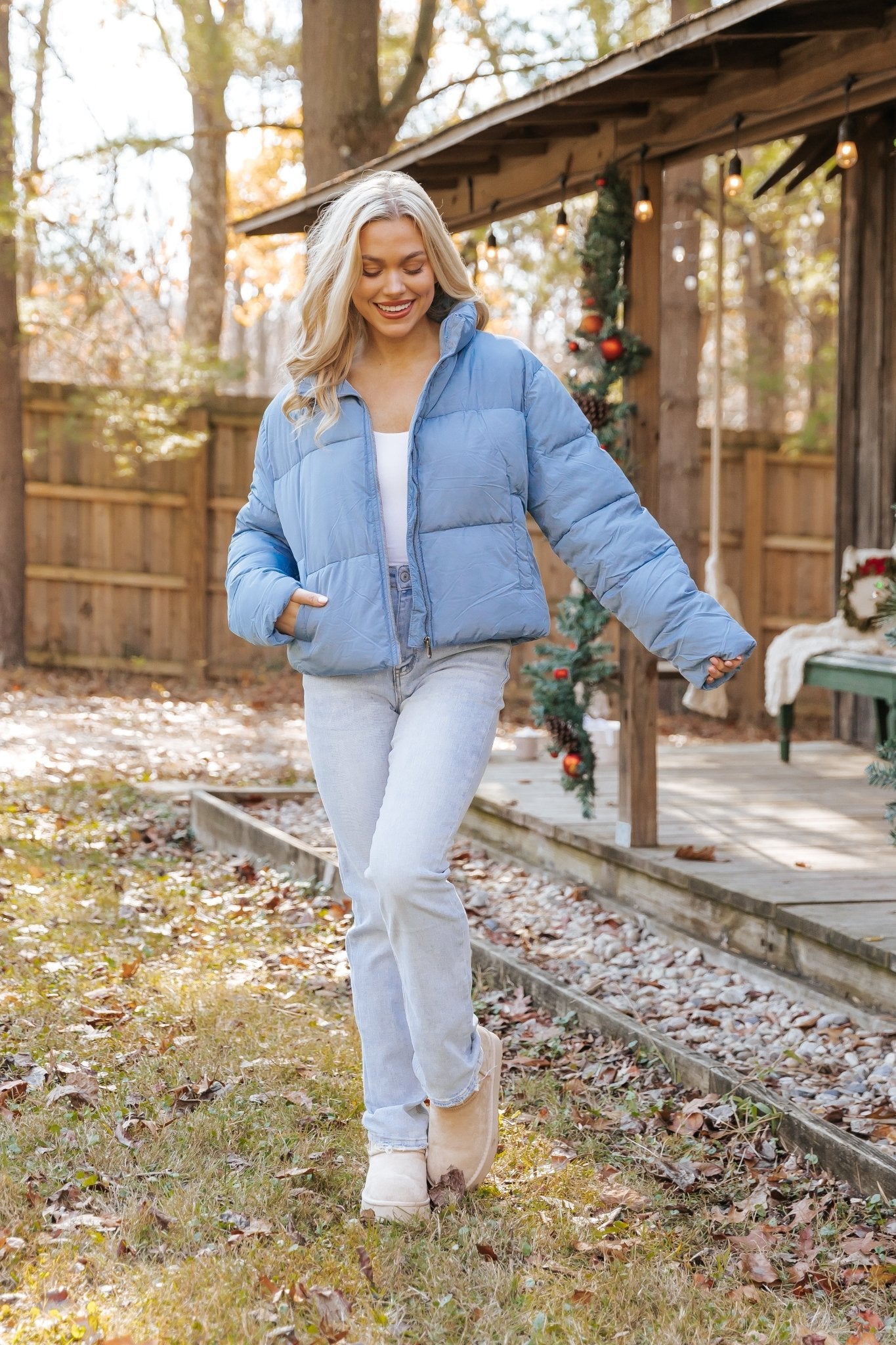 Blue Quilted Puffer Jacket - Magnolia Boutique