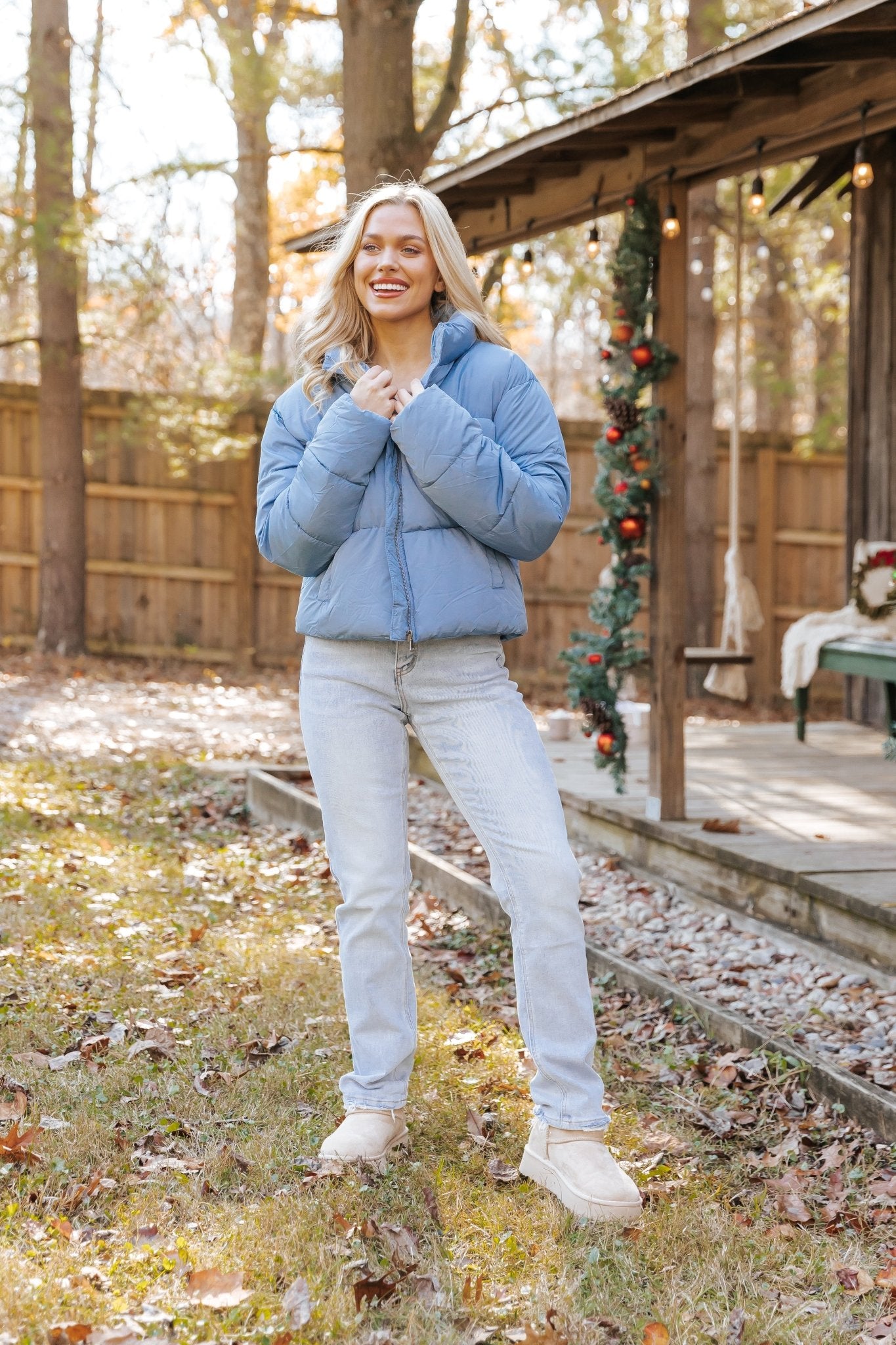 Blue Quilted Puffer Jacket - Magnolia Boutique