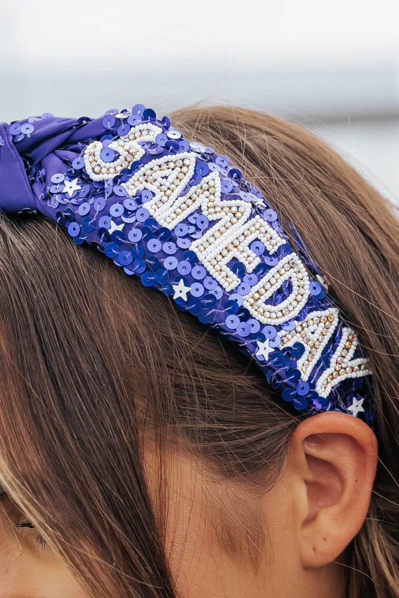 Blue Sequin Game Day Headband - Magnolia Boutique