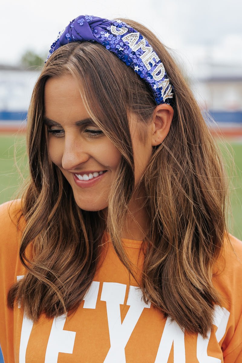 Blue Sequin Game Day Headband - Magnolia Boutique