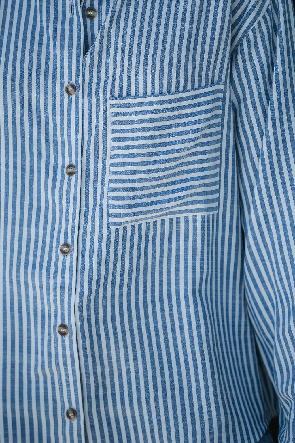 Blue Stripe Button Down Shirt - Magnolia Boutique