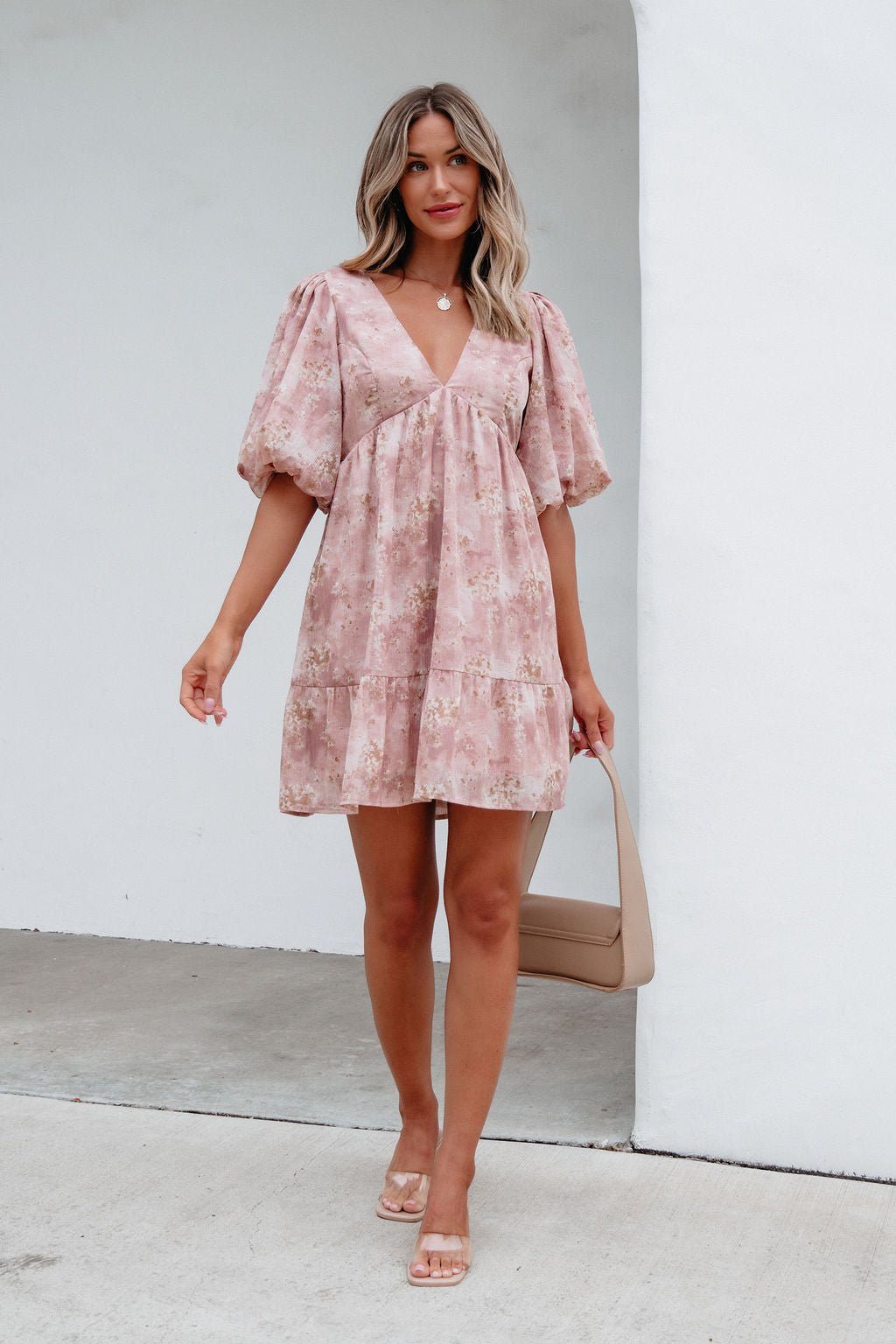 Blush Floral Print Mini Dress - Magnolia Boutique