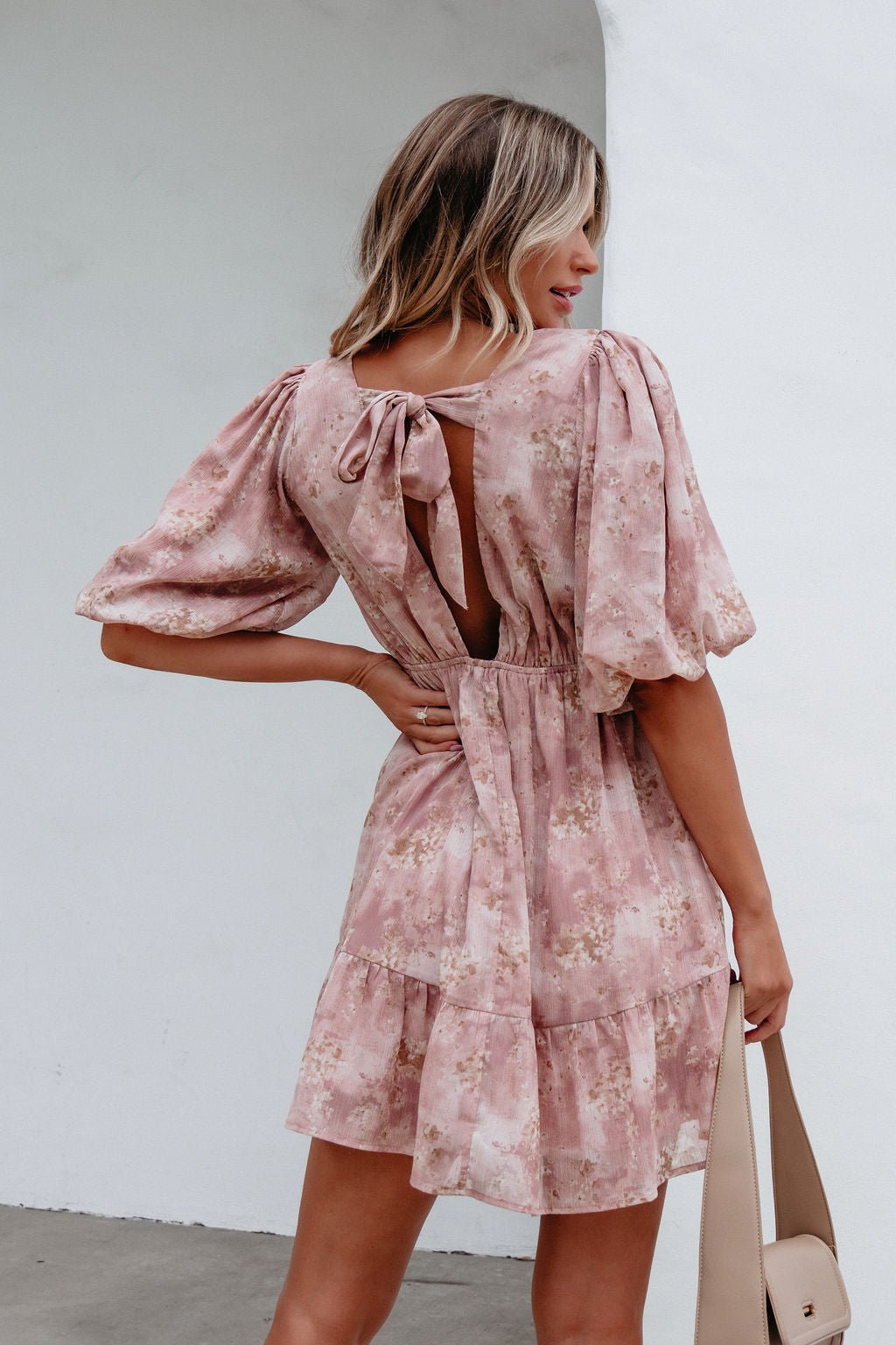 Blush Floral Print Mini Dress - Magnolia Boutique