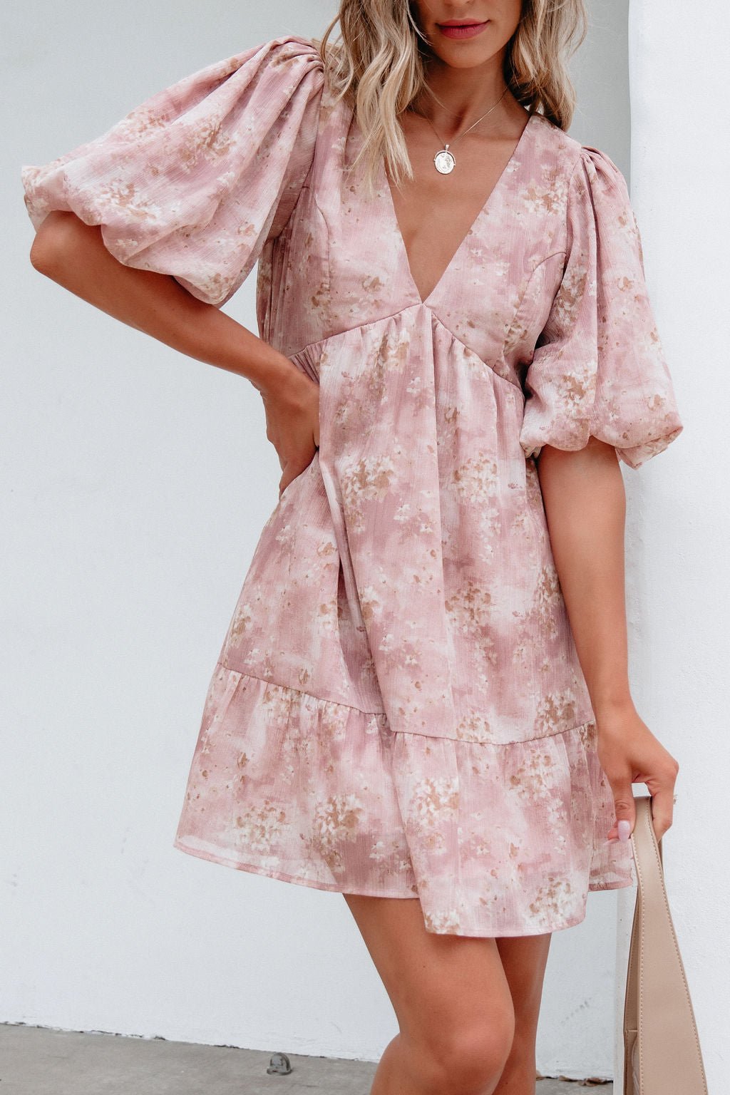 Blush Floral Print Mini Dress - Magnolia Boutique